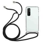 For Xiaomi Mi Note 10 Lite Four-Corner Shockproof Transparent TPU Protective Case with Lanyard(Black)