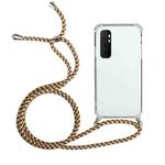 For Xiaomi Mi Note 10 Lite Four-Corner Shockproof Transparent TPU Protective Case with Lanyard(Brown Yellow)