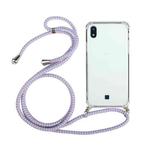 For LG K20 (2019) Four-Corner Shockproof Transparent TPU Protective Case with Lanyard(Purple)