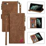 Zipper Multi-card Slots Horizontal Flip PU Leather Case with Holder & Card Slots & Wallet & Lanyard & Photo Frame for iPhone 6s Plus / 6 Plus(Brown)