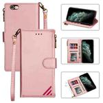 Zipper Multi-card Slots Horizontal Flip PU Leather Case with Holder & Card Slots & Wallet & Lanyard & Photo Frame for iPhone 6s / 6(Rose Gold)