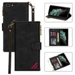 Zipper Multi-card Slots Horizontal Flip PU Leather Case with Holder & Card Slots & Wallet & Lanyard & Photo Frame for iPhone 8 Plus / 7 Plus(Black)