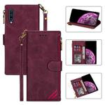 For Samsung Galaxy A70 Zipper Multi-card Slots Horizontal Flip PU Leather Case with Holder & Card Slots & Wallet & Lanyard & Photo Frame(Wine Red)