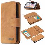 For iPhone XR Detachable Frosted Magnetic Horizontal Flip Leather Case with Card Slots & Holder & Zipper Wallet & Photo Frame(Brown)