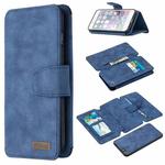 Detachable Frosted Magnetic Horizontal Flip Leather Case with Card Slots & Holder & Zipper Wallet & Photo Frame For iPhone 6 Plus(Blue)