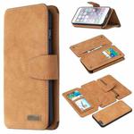 Detachable Frosted Magnetic Horizontal Flip Leather Case with Card Slots & Holder & Zipper Wallet & Photo Frame For iPhone 6 Plus(Brown)