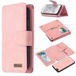 Detachable Frosted Magnetic Horizontal Flip Leather Case with Card Slots & Holder & Zipper Wallet & Photo Frame For iPhone 6(Pink)