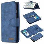 Detachable Frosted Magnetic Horizontal Flip Leather Case with Card Slots & Holder & Zipper Wallet & Photo Frame For iPhone 8 Plus / 7 Plus(Blue)
