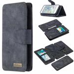 For iPhone SE 2022 / SE 2020 / 8 / 7 Detachable Frosted Magnetic Horizontal Flip Leather Case with Card Slots & Holder & Zipper Wallet & Photo Frame(Black Blue)