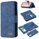 For iPhone 11 Pro Detachable Frosted Magnetic Horizontal Flip Leather Case with Card Slots & Holder & Zipper Wallet & Photo Frame (Blue)