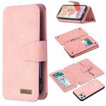 For iPhone 11 Pro Detachable Frosted Magnetic Horizontal Flip Leather Case with Card Slots & Holder & Zipper Wallet & Photo Frame (Pink)