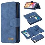 For iPhone 11 Detachable Frosted Magnetic Horizontal Flip Leather Case with Card Slots & Holder & Zipper Wallet & Photo Frame (Blue)