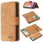 For iPhone 11 Detachable Frosted Magnetic Horizontal Flip Leather Case with Card Slots & Holder & Zipper Wallet & Photo Frame (Brown)