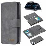 For iPhone 12 Pro Max Detachable Frosted Magnetic Horizontal Flip Leather Case with Card Slots & Holder & Zipper Wallet & Photo Frame(Grey)