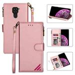 For Xiaomi Redmi 10X 4G Zipper Multi-card Slots Horizontal Flip PU Leather Case with Holder & Card Slots & Wallet & Lanyard & Photo Frame(Rose Gold)