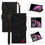 For Xiaomi Redmi 10X 4G Zipper Multi-card Slots Horizontal Flip PU Leather Case with Holder & Card Slots & Wallet & Lanyard & Photo Frame(Black)