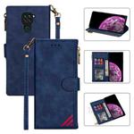 For Xiaomi Redmi 10X 4G Zipper Multi-card Slots Horizontal Flip PU Leather Case with Holder & Card Slots & Wallet & Lanyard & Photo Frame(Blue)