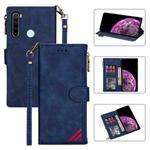 For Xiaomi Redmi Note 8 Zipper Multi-card Slots Horizontal Flip PU Leather Case with Holder & Card Slots & Wallet & Lanyard & Photo Frame(Blue)