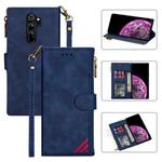 For Xiaomi Redmi Note 8 Pro Zipper Multi-card Slots Horizontal Flip PU Leather Case with Holder & Card Slots & Wallet & Lanyard & Photo Frame(Blue)