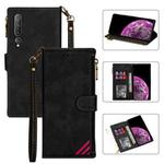 For Xiaomi Mi 10 Zipper Multi-card Slots Horizontal Flip PU Leather Case with Holder & Card Slots & Wallet & Lanyard & Photo Frame(Black)