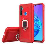 For Realme Narzo 10 Carbon Fiber Protective Case with 360 Degree Rotating Ring Holder(Red)