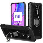 For Xiaomi Redmi 9 Prime Carbon Fiber Protective Case with 360 Degree Rotating Ring Holder(Black)