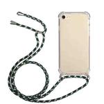 For iPhone SE 2022 / SE 2020 / 8 / 7 Four-Corner Shockproof Transparent TPU Protective Case with Lanyard(Green Black)