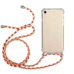 Four-Corner Shockproof Transparent TPU Protective Case with Lanyard For iPhone 8 Plus & 7 Plus(Orange Yellow)