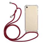 Four-Corner Shockproof Transparent TPU Protective Case with Lanyard For iPhone 8 Plus & 7 Plus(Red)