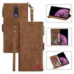 For Huawei Mate 10 Lite Zipper Multi-card Slots Horizontal Flip PU Leather Case with Holder & Card Slots & Wallet & Lanyard & Photo Frame(Brown)