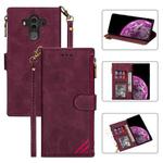 For Huawei Mate 10 Pro Zipper Multi-card Slots Horizontal Flip PU Leather Case with Holder & Card Slots & Wallet & Lanyard & Photo Frame(Wine Red)