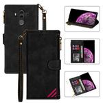 For Huawei Mate 10 Pro Zipper Multi-card Slots Horizontal Flip PU Leather Case with Holder & Card Slots & Wallet & Lanyard & Photo Frame(Black)