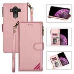 For Huawei Mate 10 Pro Zipper Multi-card Slots Horizontal Flip PU Leather Case with Holder & Card Slots & Wallet & Lanyard & Photo Frame(Rose Gold)