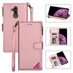 For Huawei Mate 20 Lite Zipper Multi-card Slots Horizontal Flip PU Leather Case with Holder & Card Slots & Wallet & Lanyard & Photo Frame(Rose Gold)