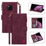 For Huawei Mate 20 Pro Zipper Multi-card Slots Horizontal Flip PU Leather Case with Holder & Card Slots & Wallet & Lanyard & Photo Frame(Wine Red)