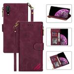 For Huawei P20 Zipper Multi-card Slots Horizontal Flip PU Leather Case with Holder & Card Slots & Wallet & Lanyard & Photo Frame(Wine Red)