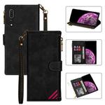 For Huawei P20 Pro Zipper Multi-card Slots Horizontal Flip PU Leather Case with Holder & Card Slots & Wallet & Lanyard & Photo Frame(Black)