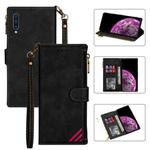 For Huawei P30 Zipper Multi-card Slots Horizontal Flip PU Leather Case with Holder & Card Slots & Wallet & Lanyard & Photo Frame(Black)