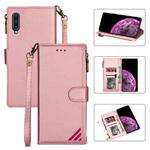 For Huawei P30 Zipper Multi-card Slots Horizontal Flip PU Leather Case with Holder & Card Slots & Wallet & Lanyard & Photo Frame(Rose Gold)