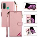 For Huawei P smart (2020) Zipper Multi-card Slots Horizontal Flip PU Leather Case with Holder & Card Slots & Wallet & Lanyard & Photo Frame(Rose Gold)