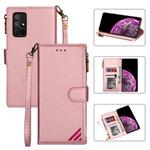 For Huawei Honor 30S Zipper Multi-card Slots Horizontal Flip PU Leather Case with Holder & Card Slots & Wallet & Lanyard & Photo Frame(Rose Gold)