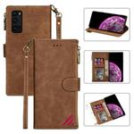 For Huawei Honor 30 Pro Zipper Multi-card Slots Horizontal Flip PU Leather Case with Holder & Card Slots & Wallet & Lanyard & Photo Frame(Brown)