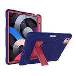 Contrast Color Robot Shockproof Silicon + PC Protective Case with Holder & Pen Slot For iPad Air 2022 / 2020 10.9(Navy Blue+Rose Red)(Navy Blue+Rose Red)