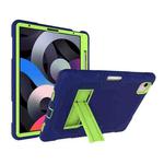 Contrast Color Robot Shockproof Silicon + PC Protective Case with Holder & Pen Slot For iPad Air 2022 / 2020 10.9(Navy Blue+Yellow Green)(Navy Blue+Yellow Green)