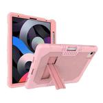 Contrast Color Robot Shockproof Silicon + PC Protective Case with Holder & Pen Slot For iPad Air 2022 / 2020 10.9(Rose Gold)