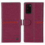 For Samsung Galaxy Note 20 GEBEI Top-grain Leather Horizontal Flip Protective Case with Holder & Card Slots & Wallet & Photo Frame(Wine Red)