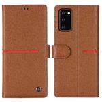 For Samsung Galaxy Note 20 GEBEI Top-grain Leather Horizontal Flip Protective Case with Holder & Card Slots & Wallet & Photo Frame(Brown)