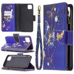 For OPPO Realme C11 Colored Drawing Pattern Zipper Horizontal Flip Leather Case with Holder & Card Slots & Wallet(Purple Butterfly)