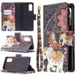 For OPPO Reno4 Pro 5G Colored Drawing Pattern Zipper Horizontal Flip Leather Case with Holder & Card Slots & Wallet(Flower Elephants)