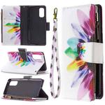 For OPPO Reno4 Pro 5G Colored Drawing Pattern Zipper Horizontal Flip Leather Case with Holder & Card Slots & Wallet(Sun Flower)